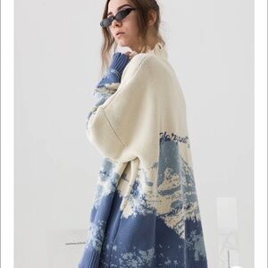 Harsh And Cruel Snow Mountain Destruction Knit Sweater